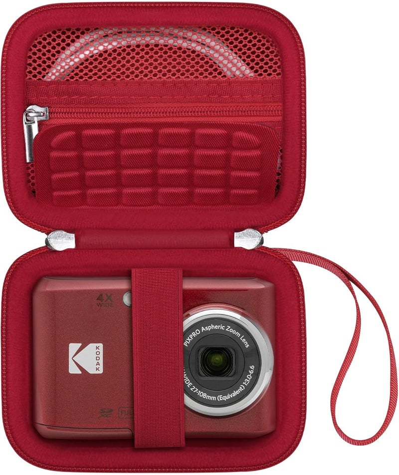 Canboc Carrying Case for Kodak PIXPRO FZ55/ FZ45 16MP Digital Camera, FZ45 Video Vlogging Camera Bag, Mesh Pocket fit Cable, SD Card, Red (Case Only) - Image 1